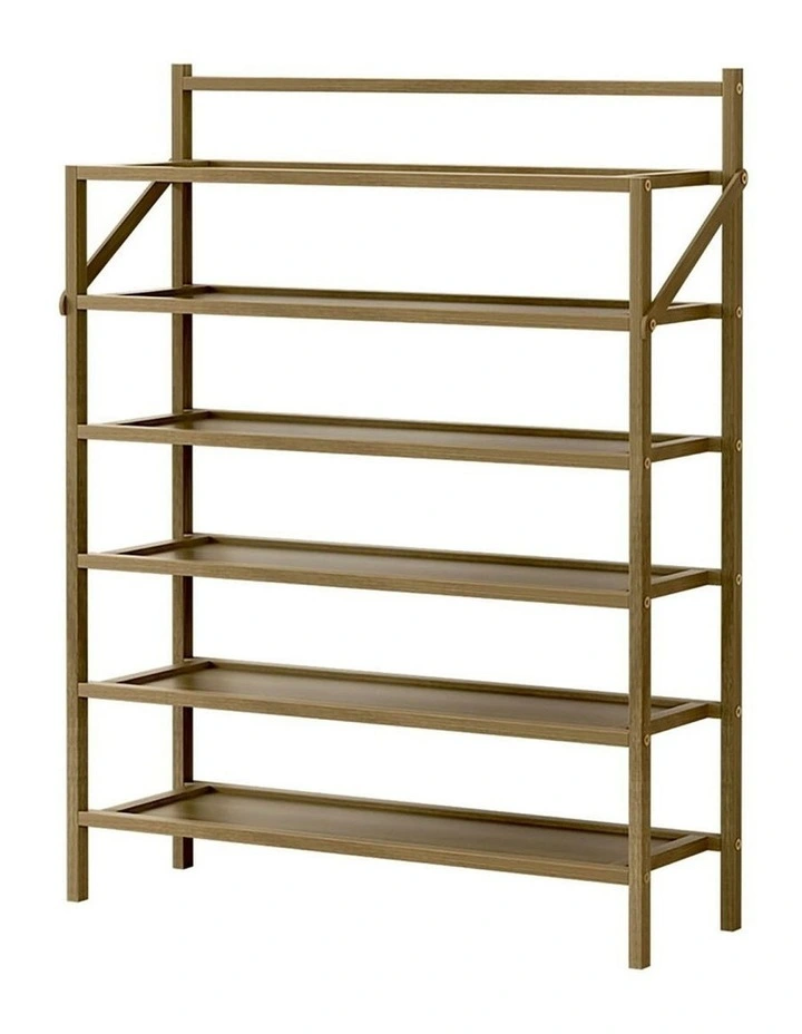 6-tier Foldable Shoe Rack 18 Pairs in Oak