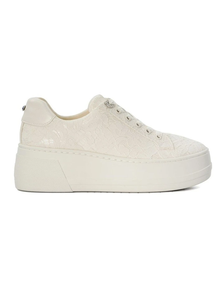 Embraced Lace Detail Platform Sneaker in Ivory