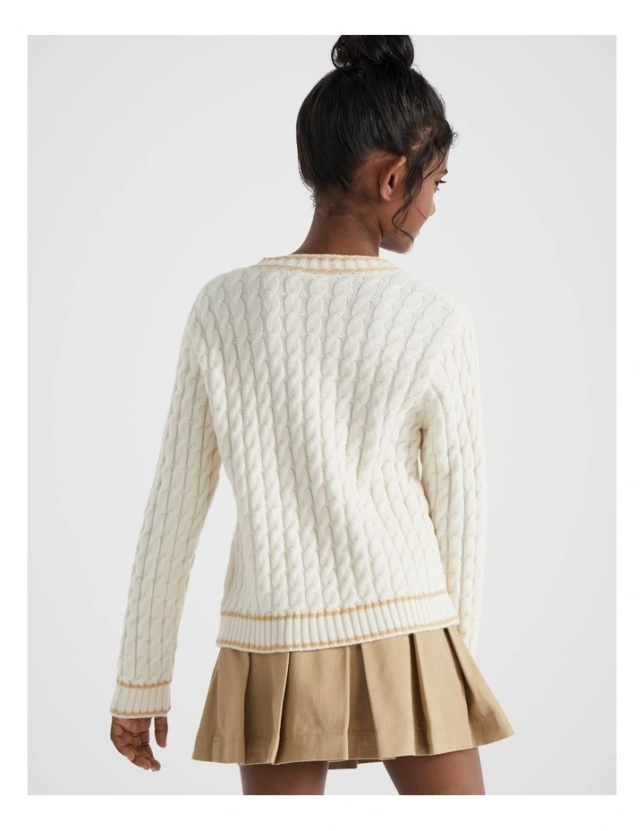 Cable Stitch Sweater in Creme