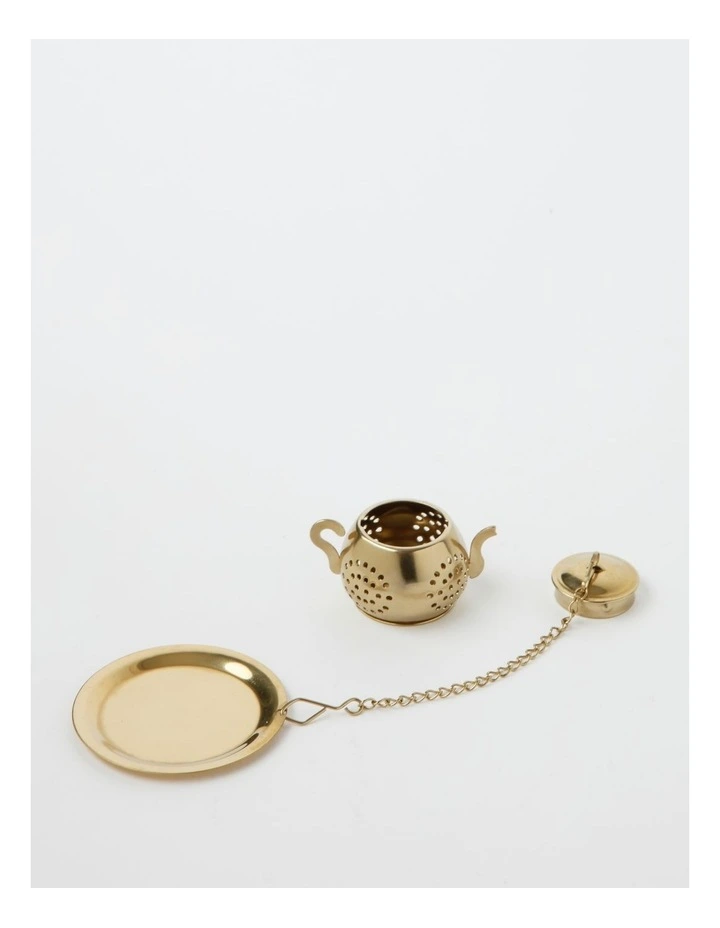 Tea Party Tea Infuser with Plate in Gold