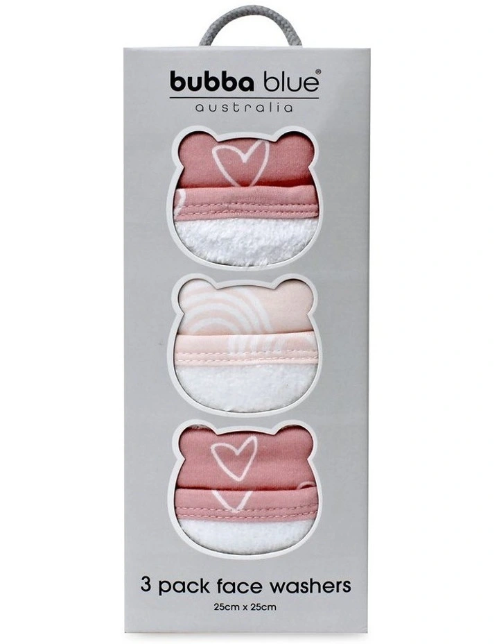 Nordic 3 Pack Face Washer Dusty in Pink