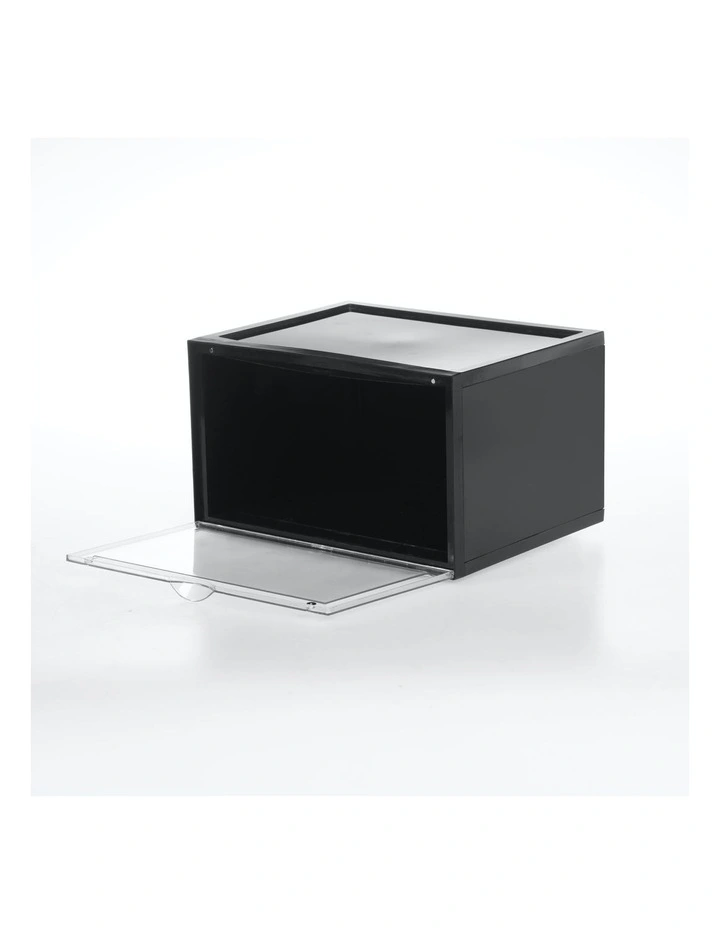 Kicks Side Display Stackable Shoe Storage Box 36x28x22cm in Black