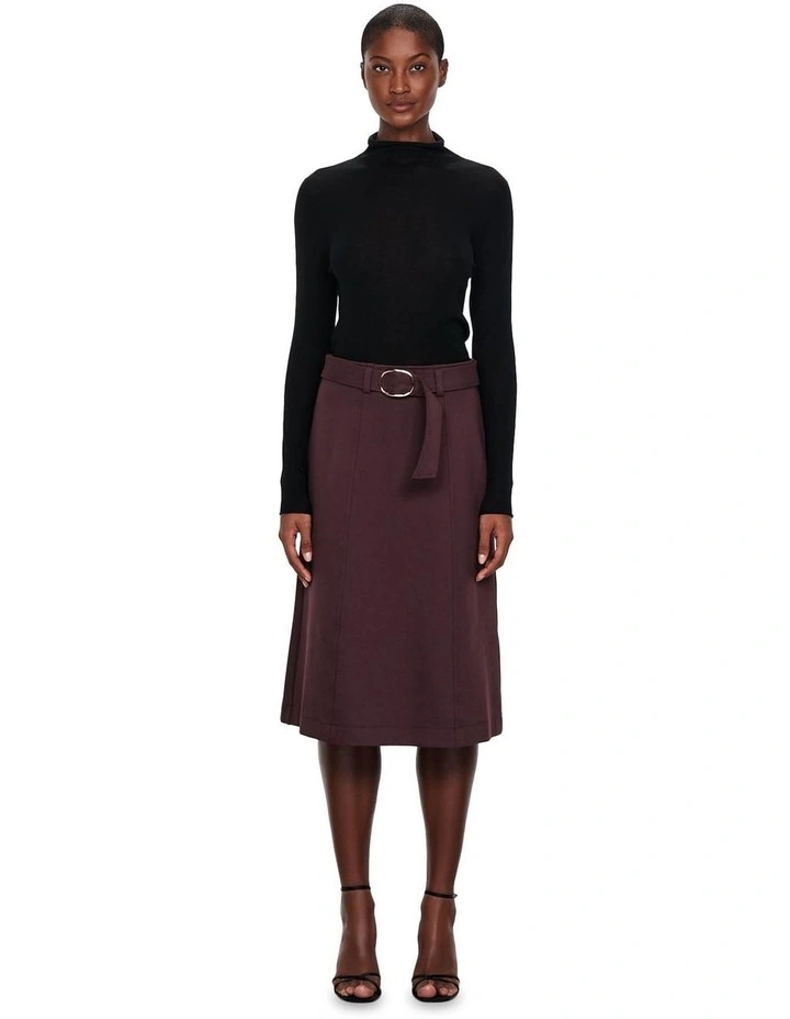 Ponte Midi Skirt in Fudge