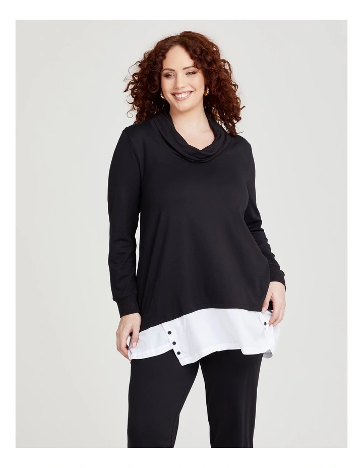 Ponte Carlie Contrast Tunic in Black/White
