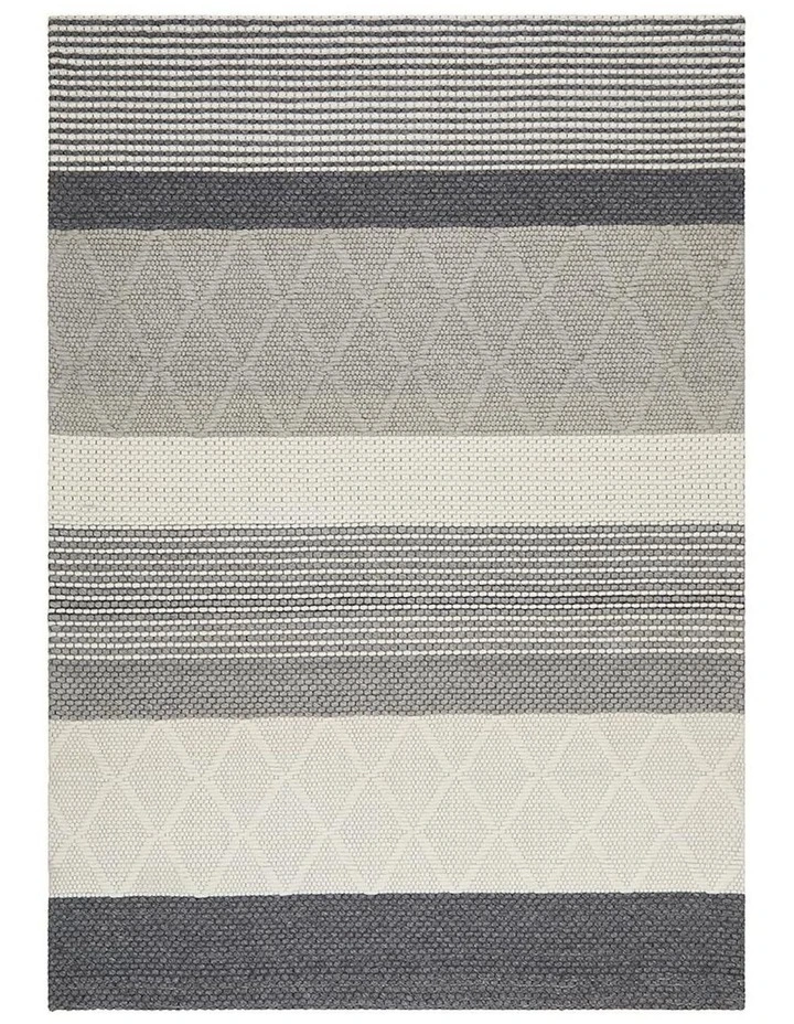 Studio Karlsson Wool Hatch Textured Rug in Silver