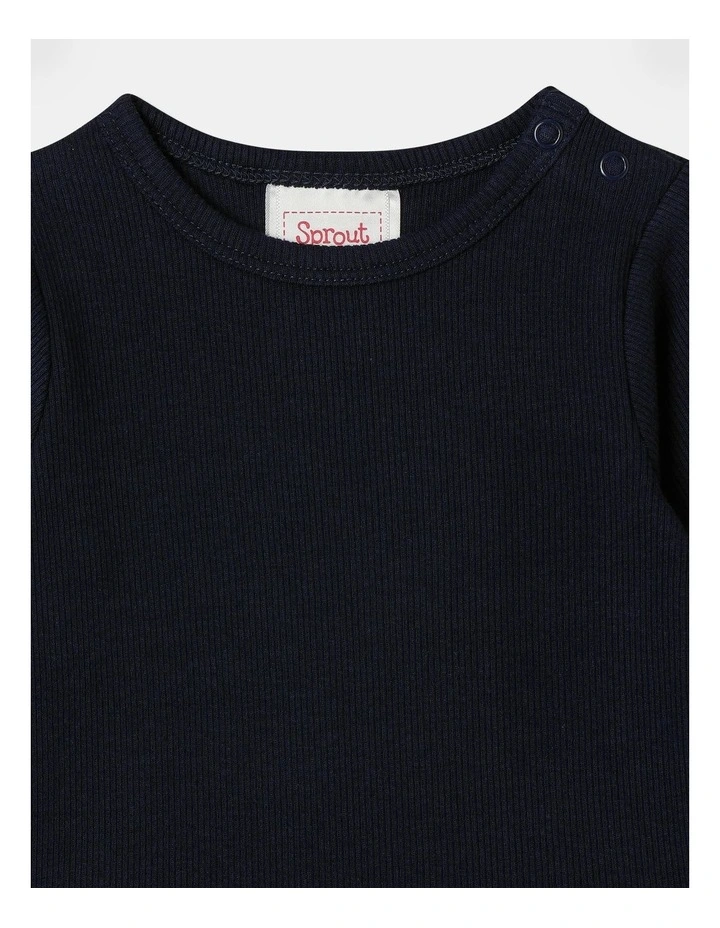 Essential Long Sleeve Rib Bodysuit in Navy