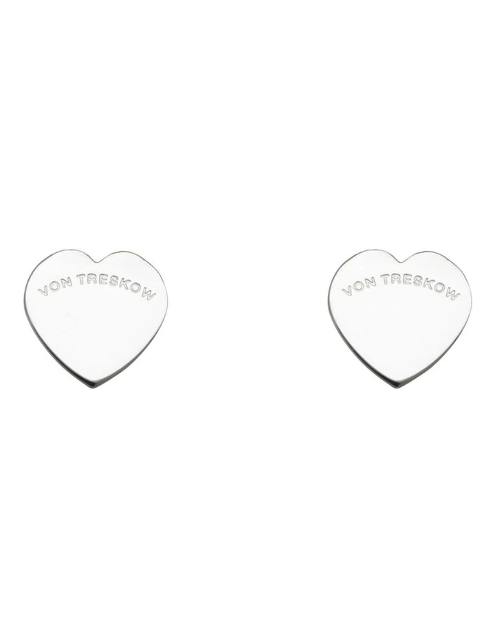 Von TSS Von Treskow Flat Heart Studs in White