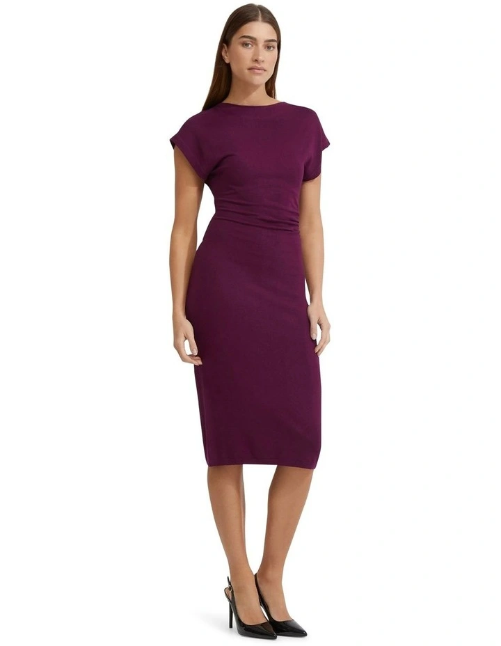 Sophie Knitted Column Dress in Plum