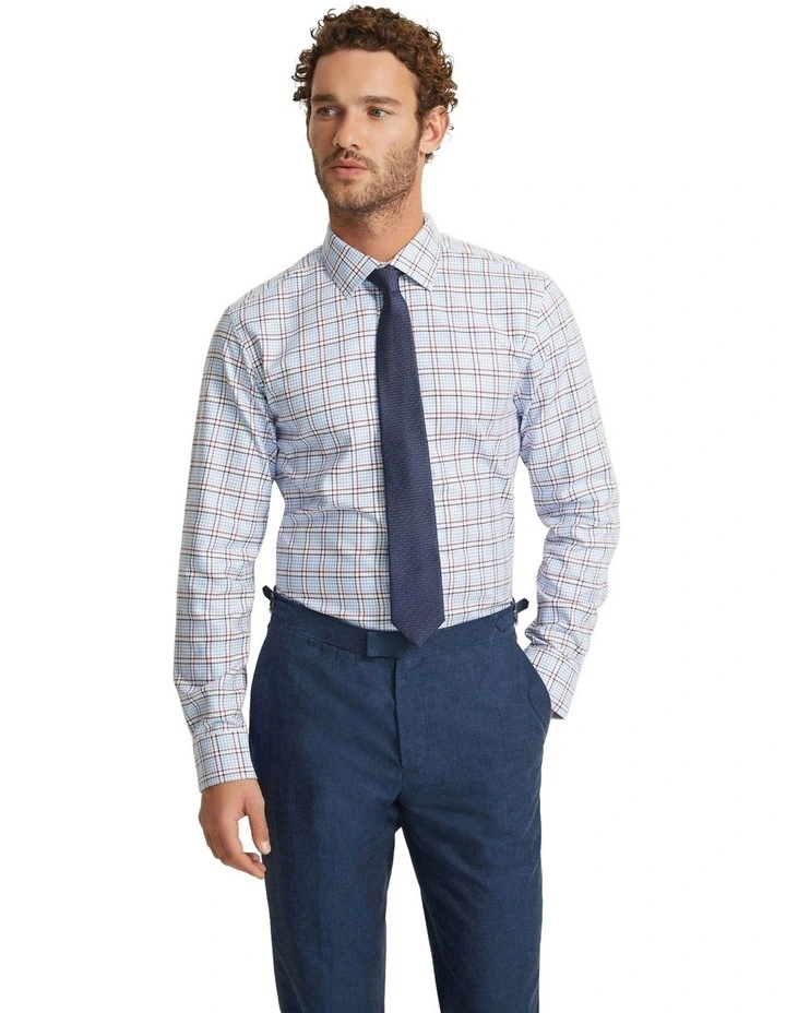 Beckton Cotton Check Shirt in Blue/Red