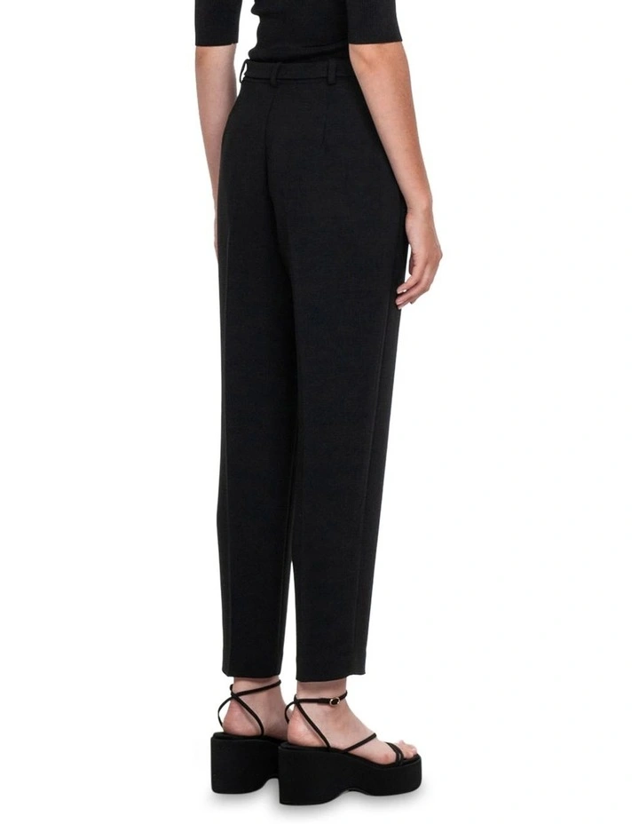 Double Weave Belted Crop Pant in Black