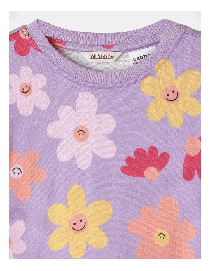 Smiley Flowers Pyjama Set in Grape