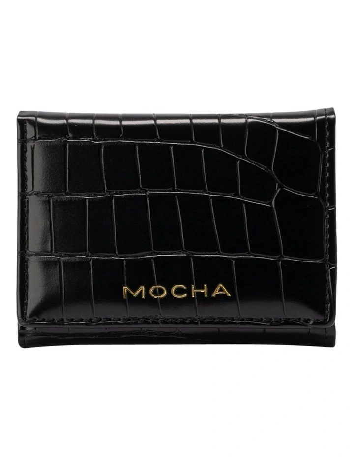 Bindi Croc-Embossed Mini Wallet in Black
