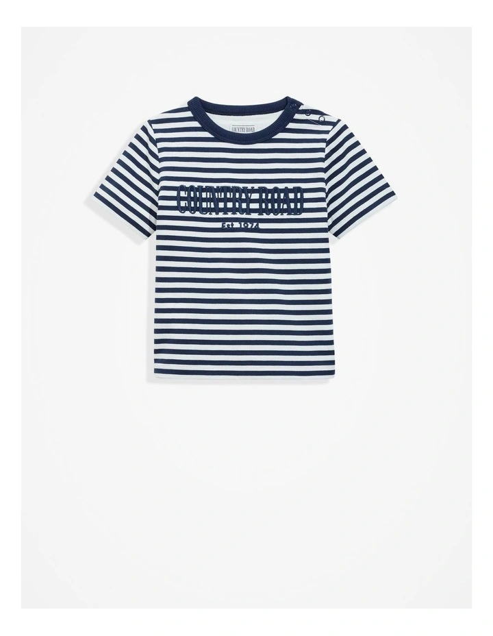 Verified Australian Cotton Heritage T-shirt in Navy Stripe