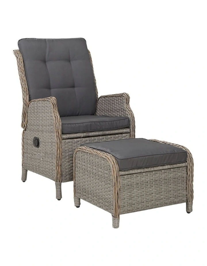 Sun lounge Wicker Lounger Adjustable Recliner Chair in Grey