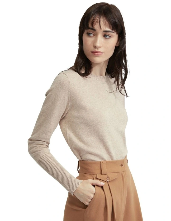 Madeline Long Cuff Knit Top in Camel