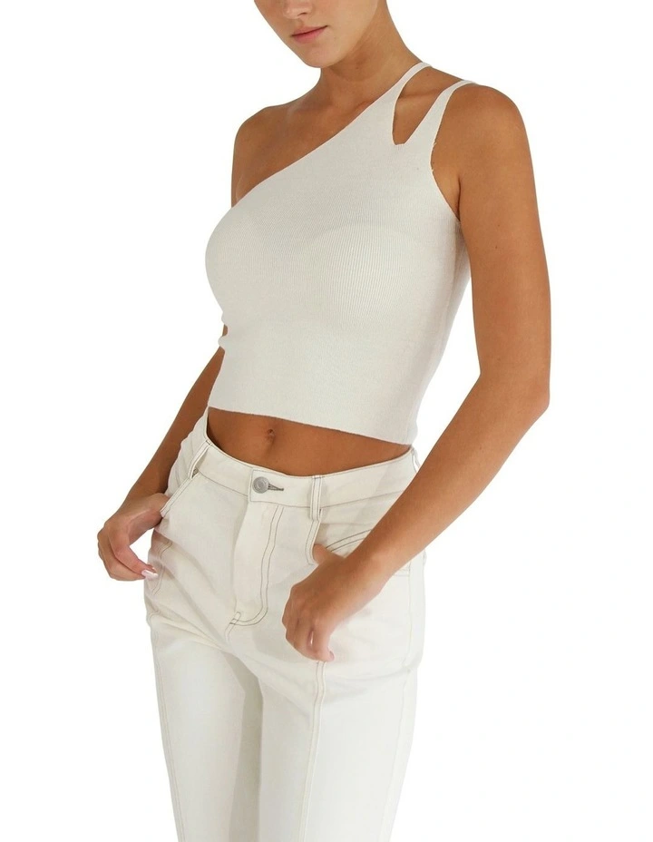 Symphony Double Strap Knit Crop Top in Cream