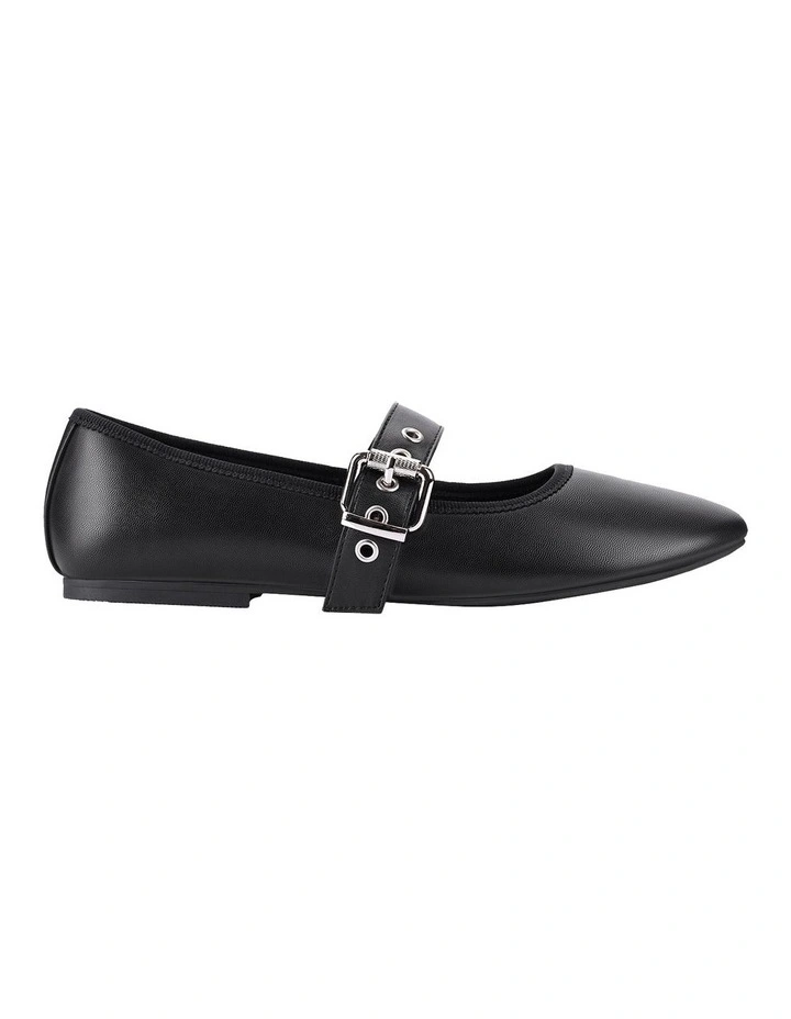 Banks Buckled Mary-Jane Flats in Black