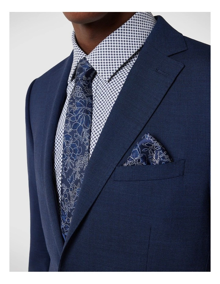Floral Jacquard Silk Tie in Navy/silver