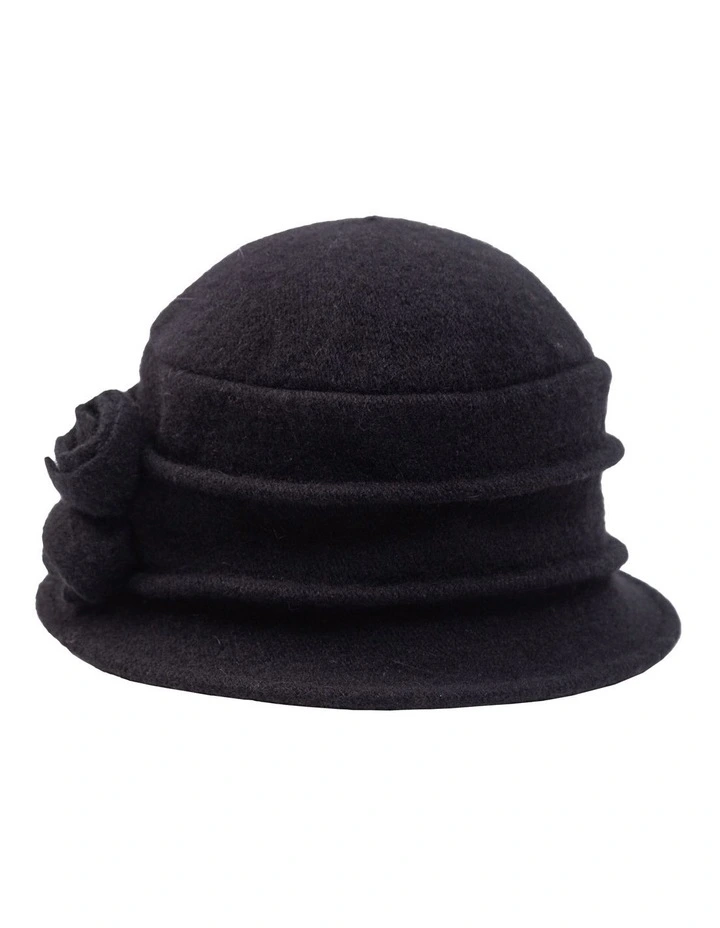 Classic Wool Cloche Hat in Black GHCS010M