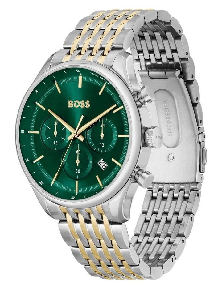 Gregor Stainless Steel & Ionic Plated Gold Steel Watch in Green