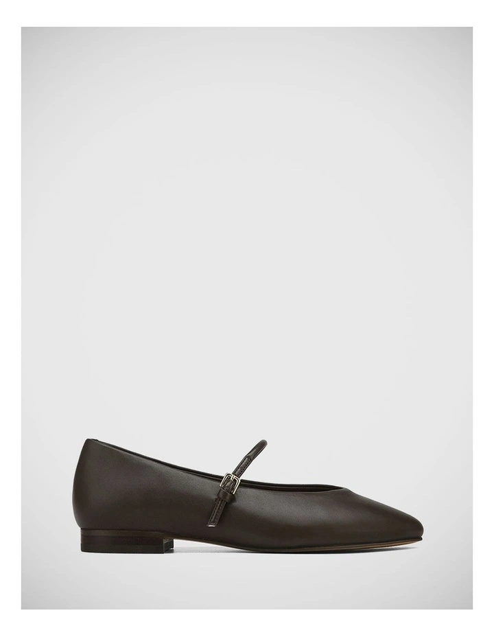 Amber Leather Mary Jane Flat in Espresso