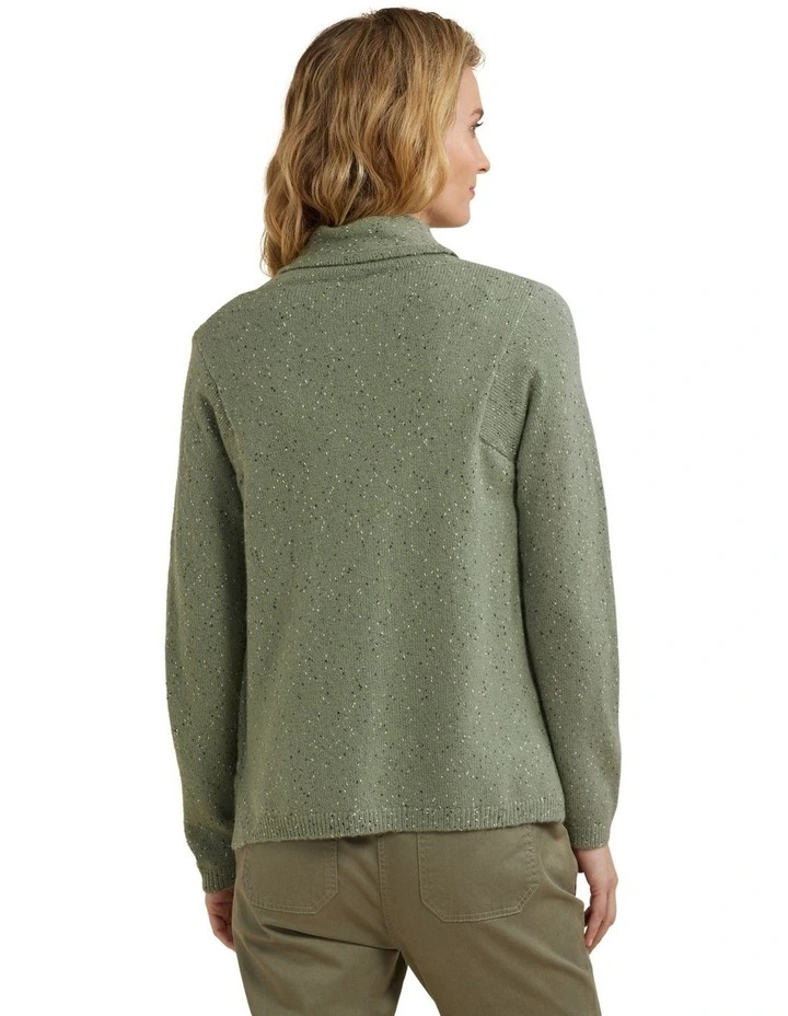 Drape Neck Jumper in Green