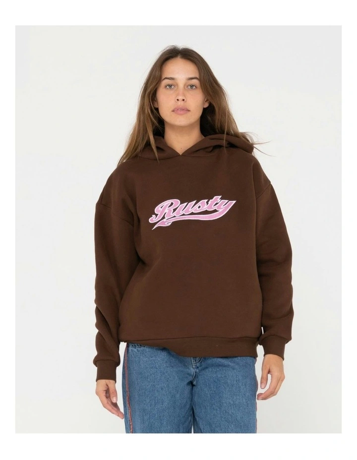 Norty Oversize Hooded Fleece in Brown