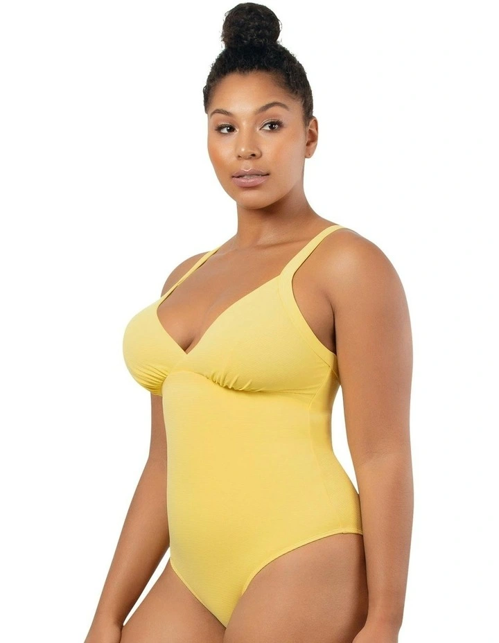 Vivien Full Bust V Neck Plunge Swimsuit in Lemon Drop