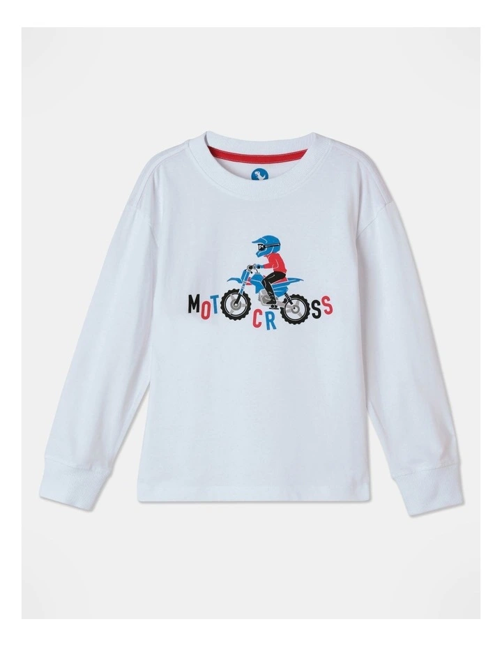 Essentials Long Sleeve Printed T-shirt in White