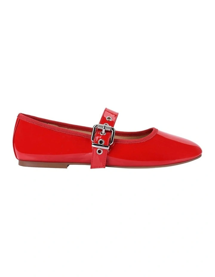 Banks Buckled Mary-Jane Flats in Red Patent