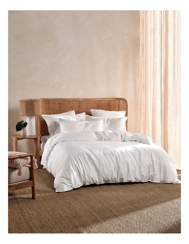 Nara 400TC Bamboo Cotton Quilt Cover Set in White