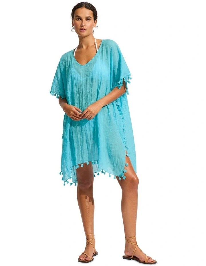 Beach Edit Amnesia Kaftan in Atoll Blue