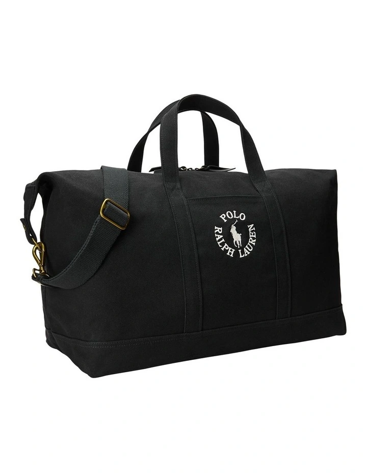 Logo-Embroidered Canvas Duffel in Black