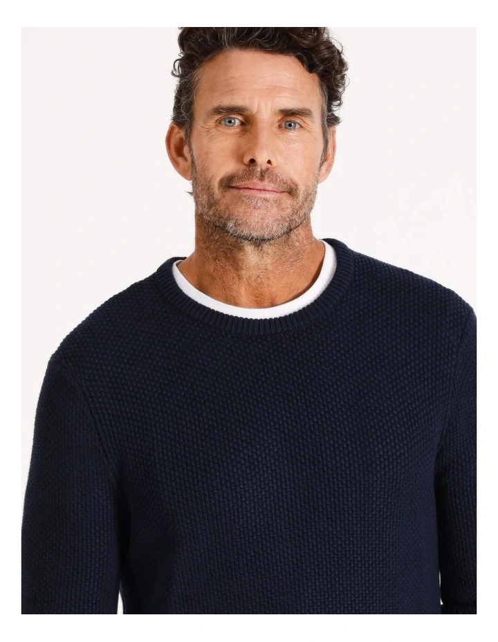 Knox Textured Crew Knit in Navy