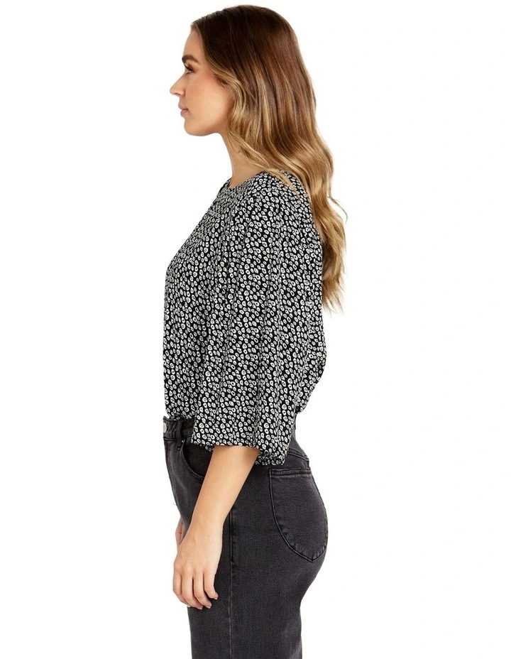 Nicolette Kimono Sleeve Top in Boho Animal