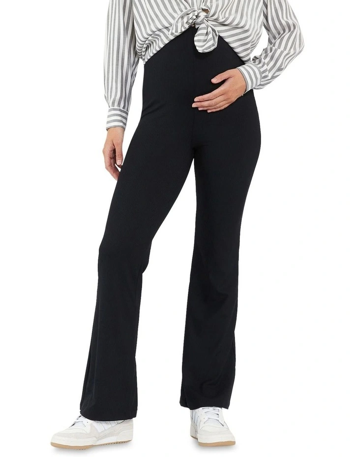 Jonah Rib Flare Pant in Black
