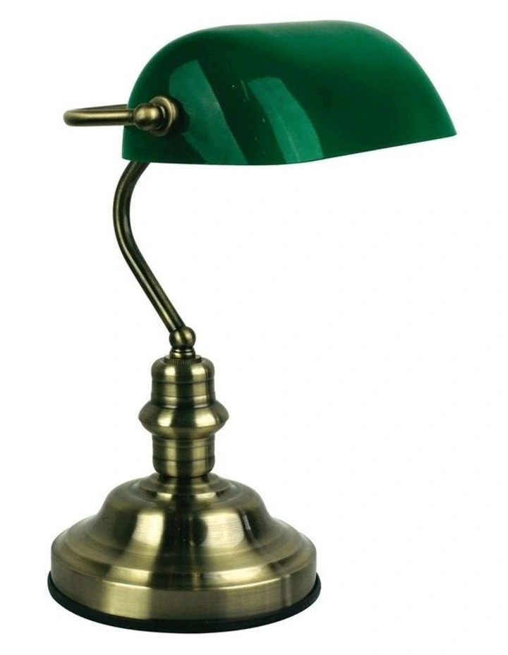 Banker's Touch Table Lamp AB/ Drak Green