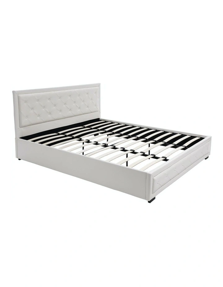 Tiyo King Size Gas Lift Bed Frame in White