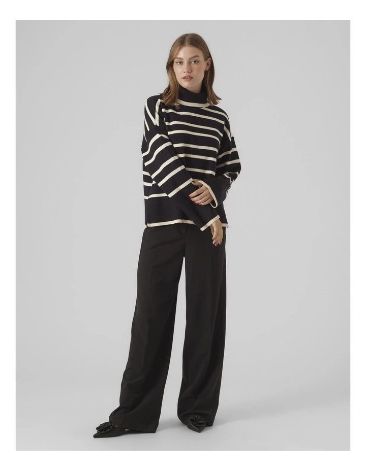Saba Rollneck Striped Jumper in Black