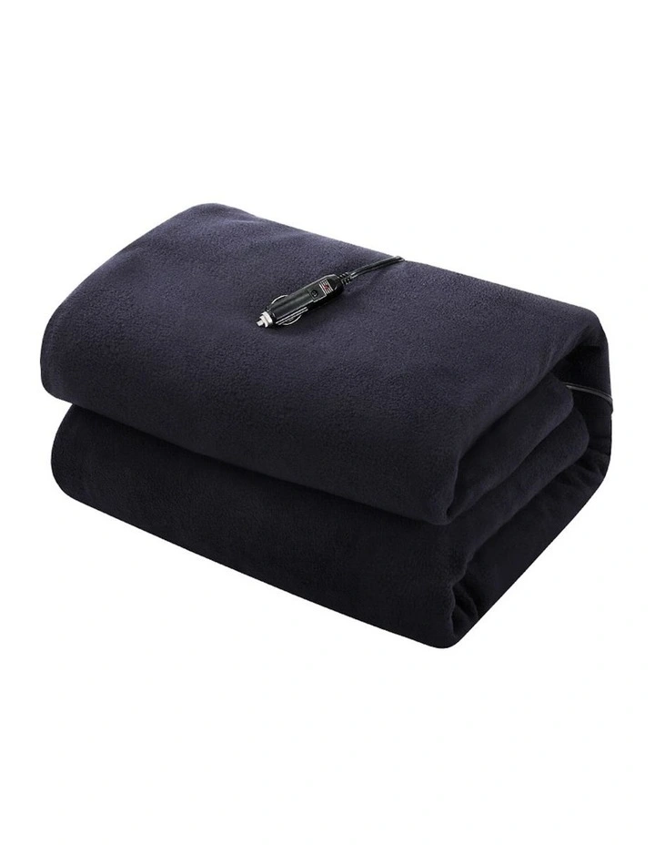 Heated Electric Car Blanket Travel Rug in Navy Blue