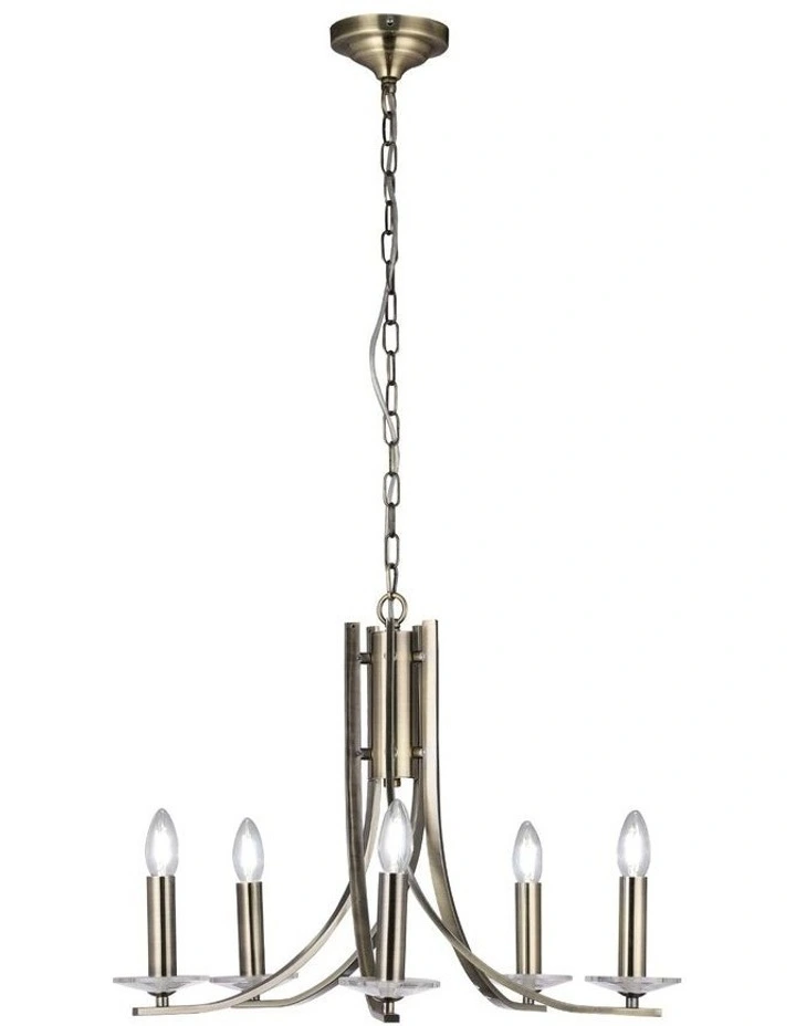 Corrine 5 Light Chandelier Light Antique Brass