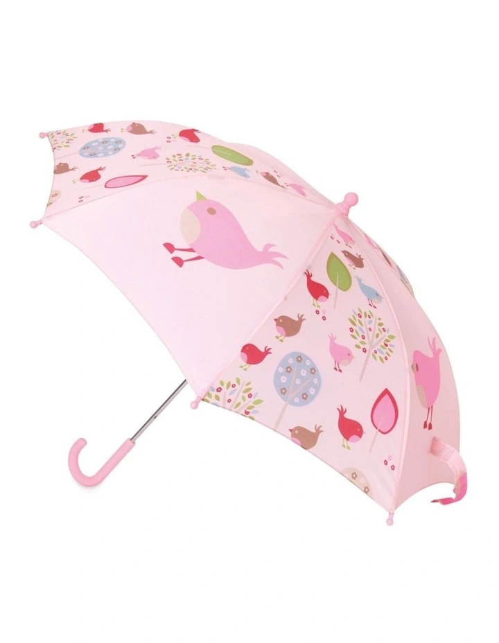 Chirpy Bird Umbrella in Pink