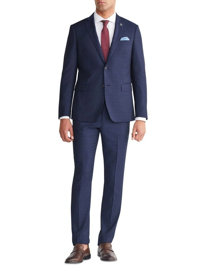 Slim Tonal Glen Check Suit Jacket in Blue