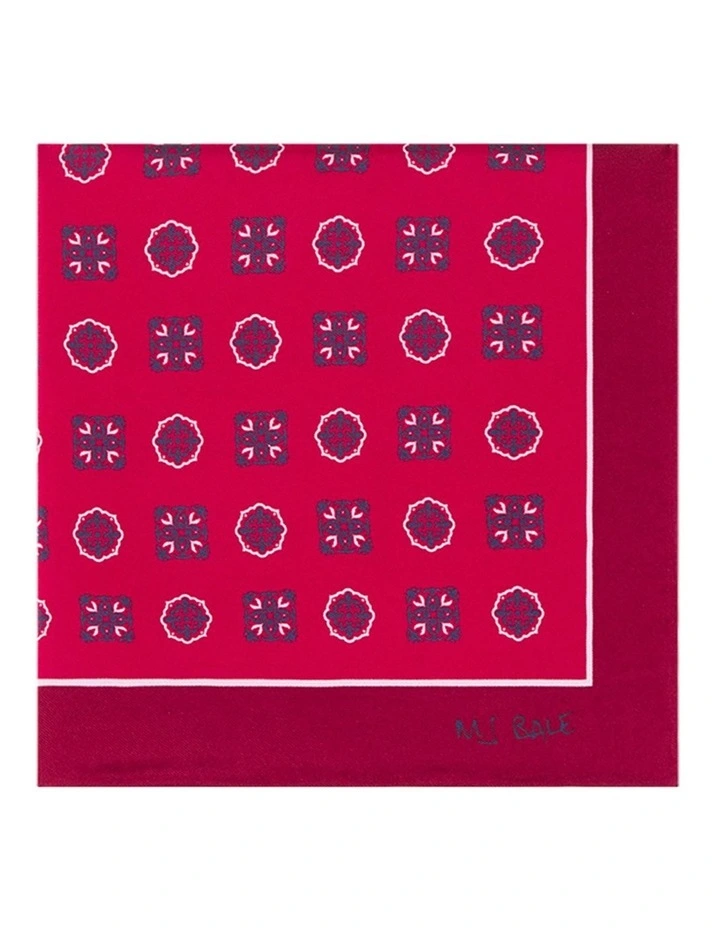 Bellamy Pocket Square in Red Pink Navy