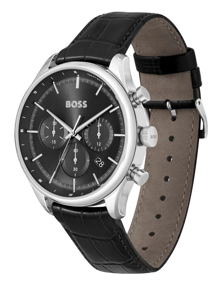 Gregor Stainless Steel Watch in Black Sunray