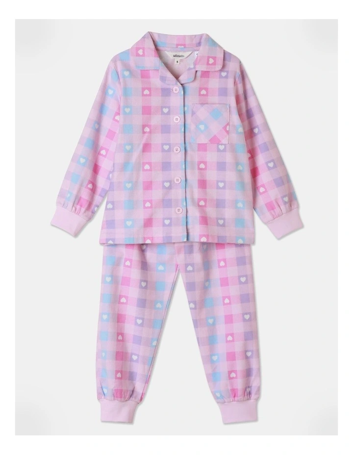 Gingham Hearts Pyjama Set in Light Pink