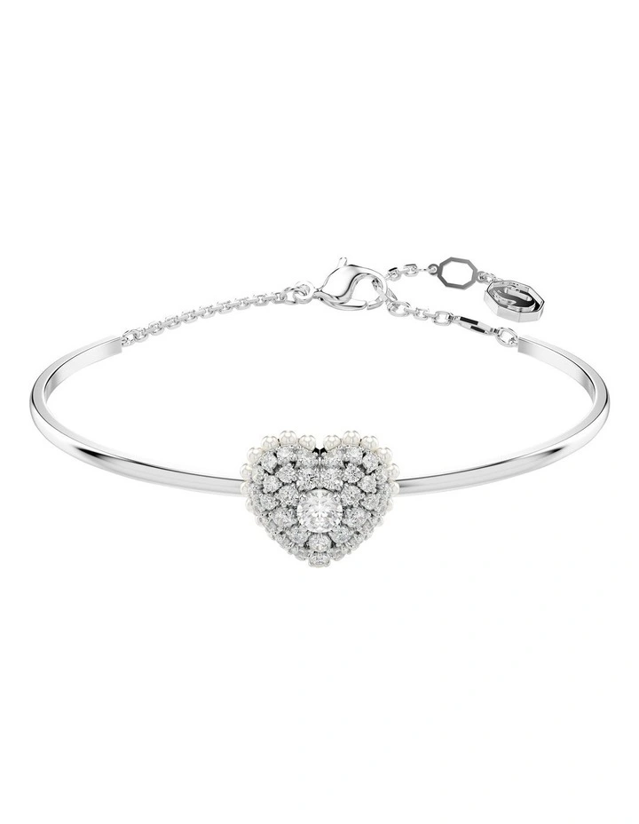 Hyperbola Bangle Heart Rhodium Plated in White