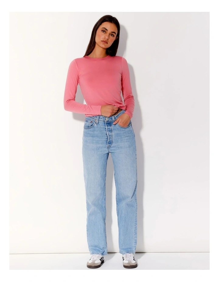 Recycled Blend Smooth Crew Neck Long Sleeve Tee in Mauveglow