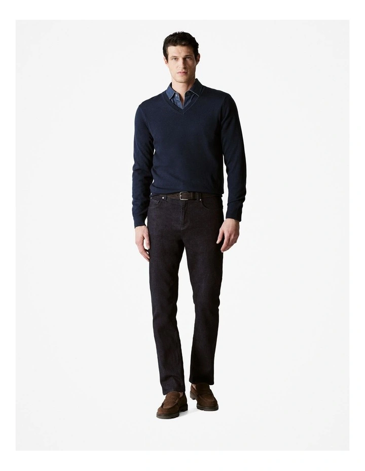 Merino V Neck Knit in Navy