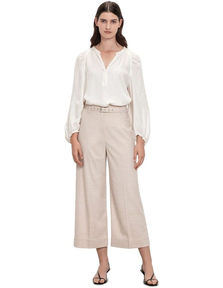 Stretch Twill Belted Culottes in Sand